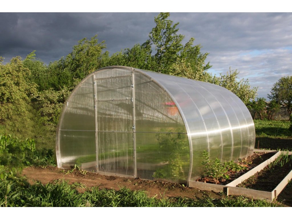Zahradní skleník LEGI KALE 3 - 3,14 x 4 m, 4 mm  + Sada 4 tyčí na rajčata + teploměr/vlhkoměr