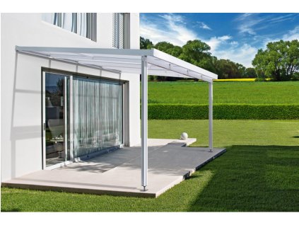 Hliníková pergola Terrassendach Premium 3,09 x 3,06 m - čirý akryl / bílá