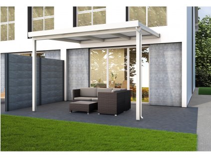 Hliníková pergola Terrassendach Premium 4,10 x 3,06 m - čirý polykarbonát / bílá
