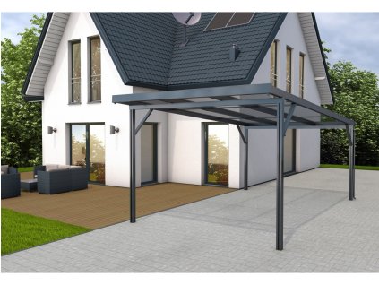 Přístřešek na auto Carport Premium PC, 3,094 x 5,62 m, antracit / čirá