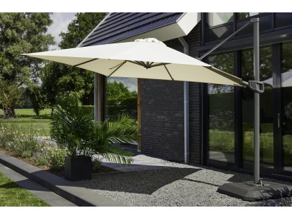 Zahradní slunečník Shadowflex 350x350cm s bočním stíněním, ecru