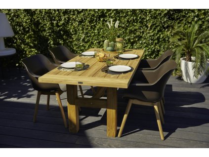 Zahradní set - teakový stůl Yasmani 180x90cm + 4ks židle Sophie, mahagony seat