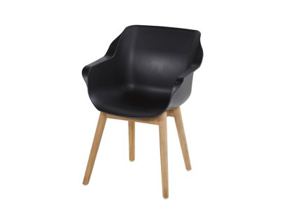 Jídelní židle Sophie Studio s teakovou podnoží, Carbon Black