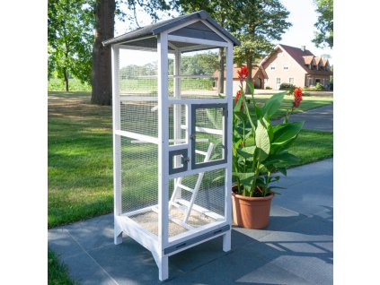 Voliéra pro ptáky - velikost M - šedá, 72 x 60 x 167 cm