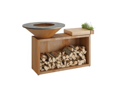Grilovací ohniště OFYR Island 85 Corten Teak Wood
