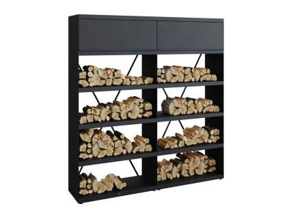 Vysoký regál na dřevo OFYR Wood Storage Black 200