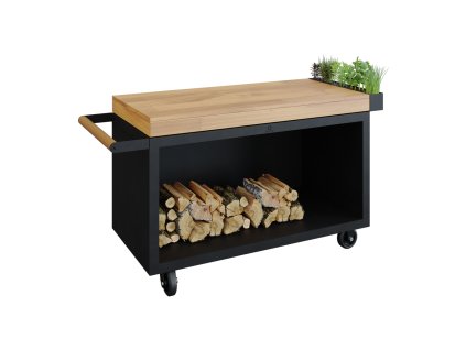Pojízdný pracovní stůl OFYR Mise en Place Black 135 PRO Teak Wood