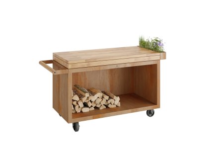 Pojízdný pracovní stůl OFYR Mise en Place Corten 135 PRO Teak Wood