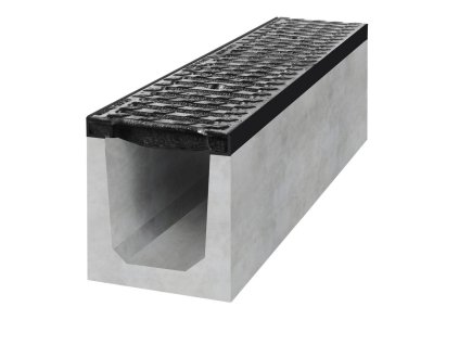 Spádový betonový žlab D400 s litinovou mříží, 15 / 1000 x 200 x 250 mm