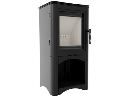 Krbová kamna KRATKI KOZA K5 s úložným prostorem, černá