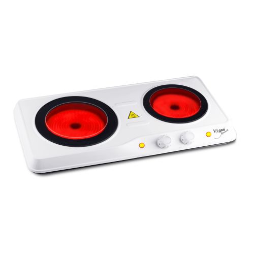 Elektrický vařič VIGAN dvouplotýnkový 1200W/800W sklokeramika BÍ MA218203