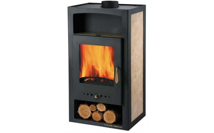 Kamna s výměníkem ADRIA II barva černá, béžová dlažba, zlaté kování HS0431015000000