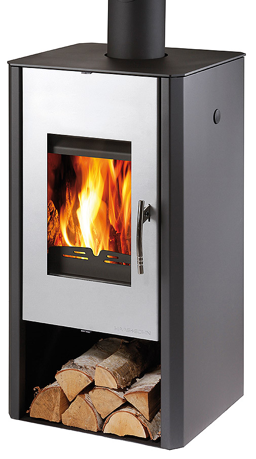 Kamna s výměníkem MANTOVA AL II antracit, stříbrná dvířka HS0433715100000