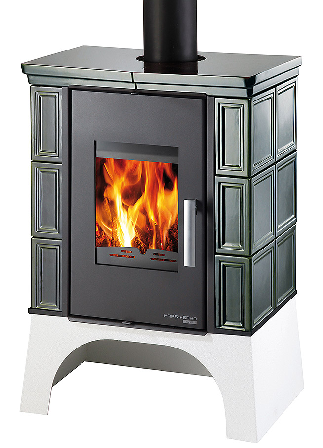 Kachlová kamna s výměníkem EBOLI AL II, zelená kachle, vychlazovací smyčka HS0332315710000