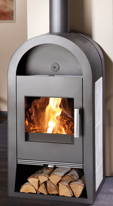 Kamna s výměníkem NIVALA antracit,šedá dlažba, chromové kování HS0432337010000