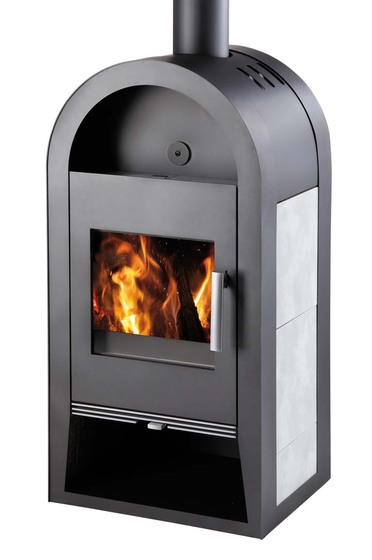 Kamna s výměníkem NIVALA antracit,šedá dlažba, chromové kování HS0432337010000