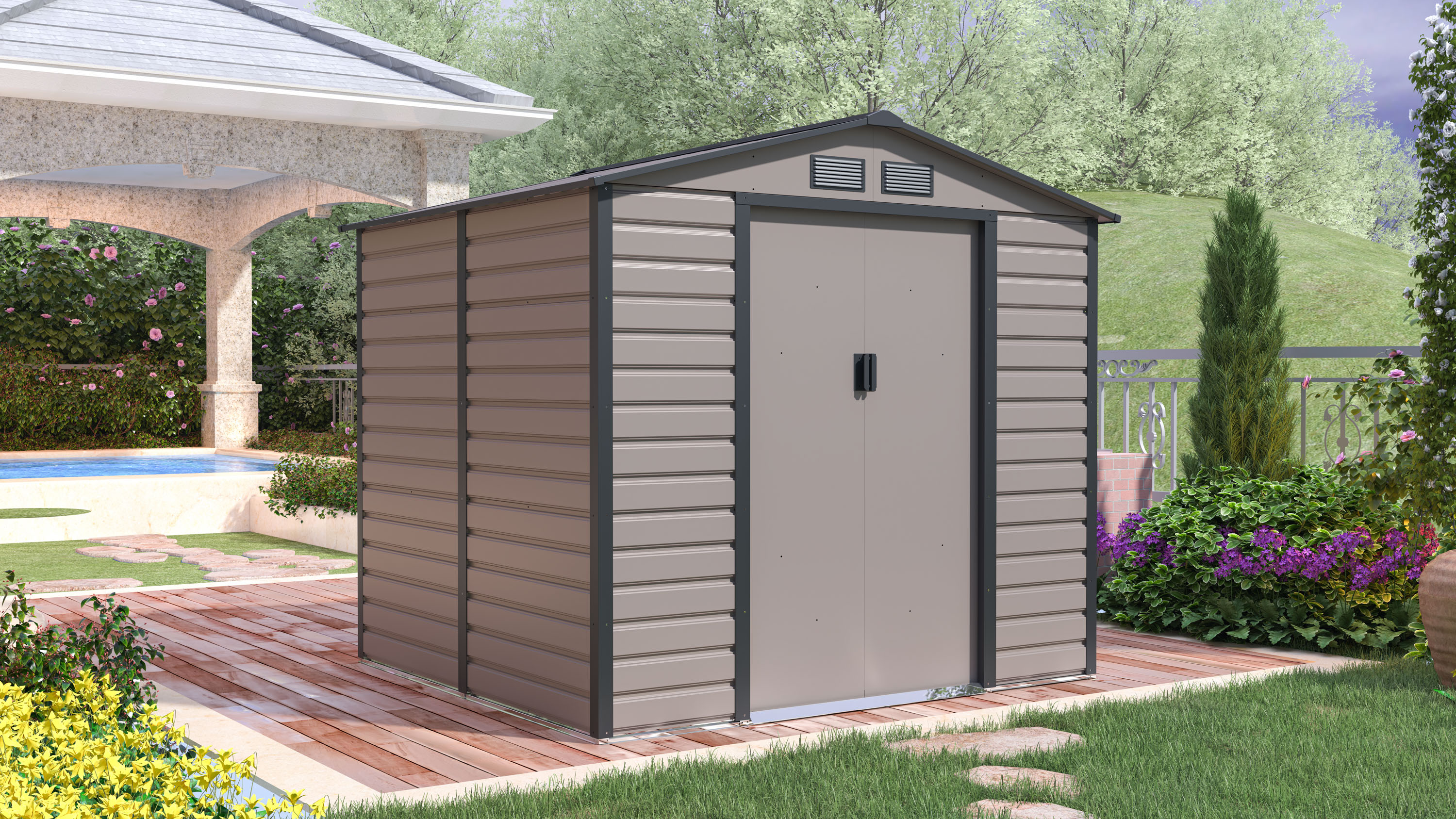 Zahradní domek G21 GAH 407 - 213 X 191 cm, šedý PE63900521