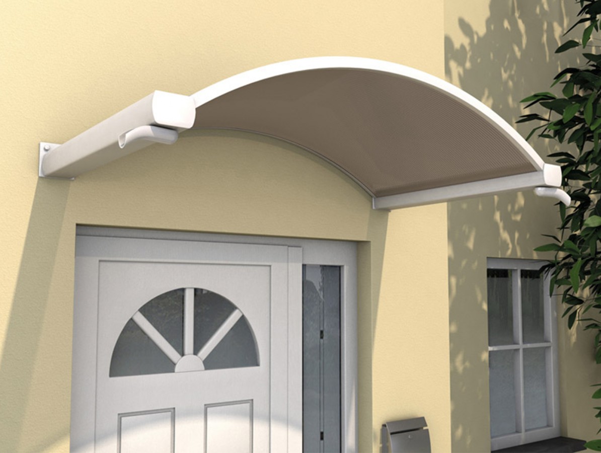 Vchodová stříška Guttavordach v stříbrné a bronzové barvě