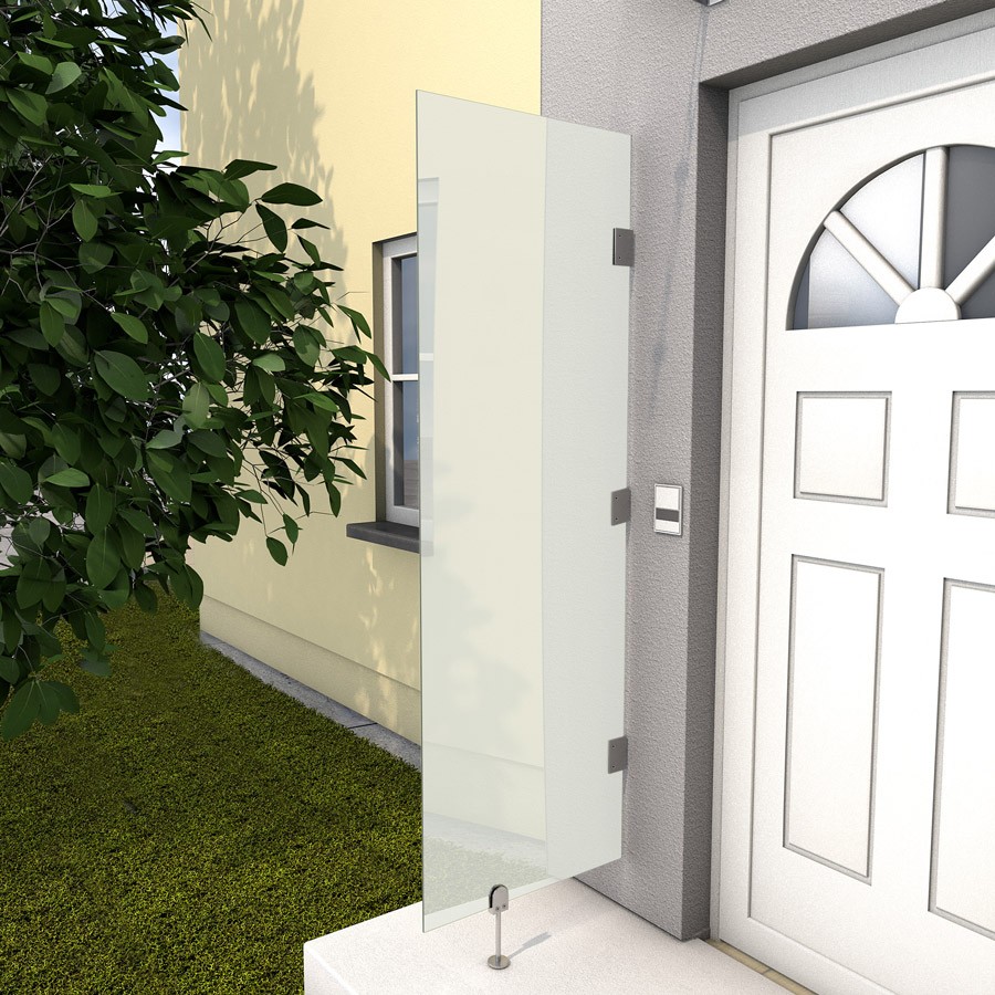 Vchodová stříška Guttavordach HD s boční stěnou v stříbrné a bílé barvě