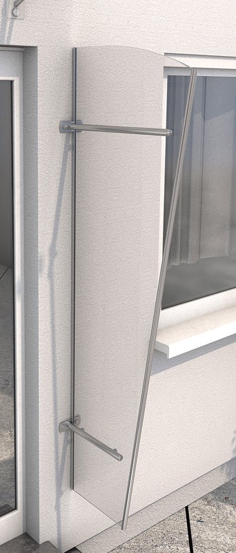 Vchodová stříška Guttavordach PT/G akryl s boční stěnou ve stříbrné a čiré variantě.