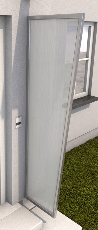 Vchodová stříška Guttavordach B1 PC s boční stěnou ve stříbrné a čiré barvě