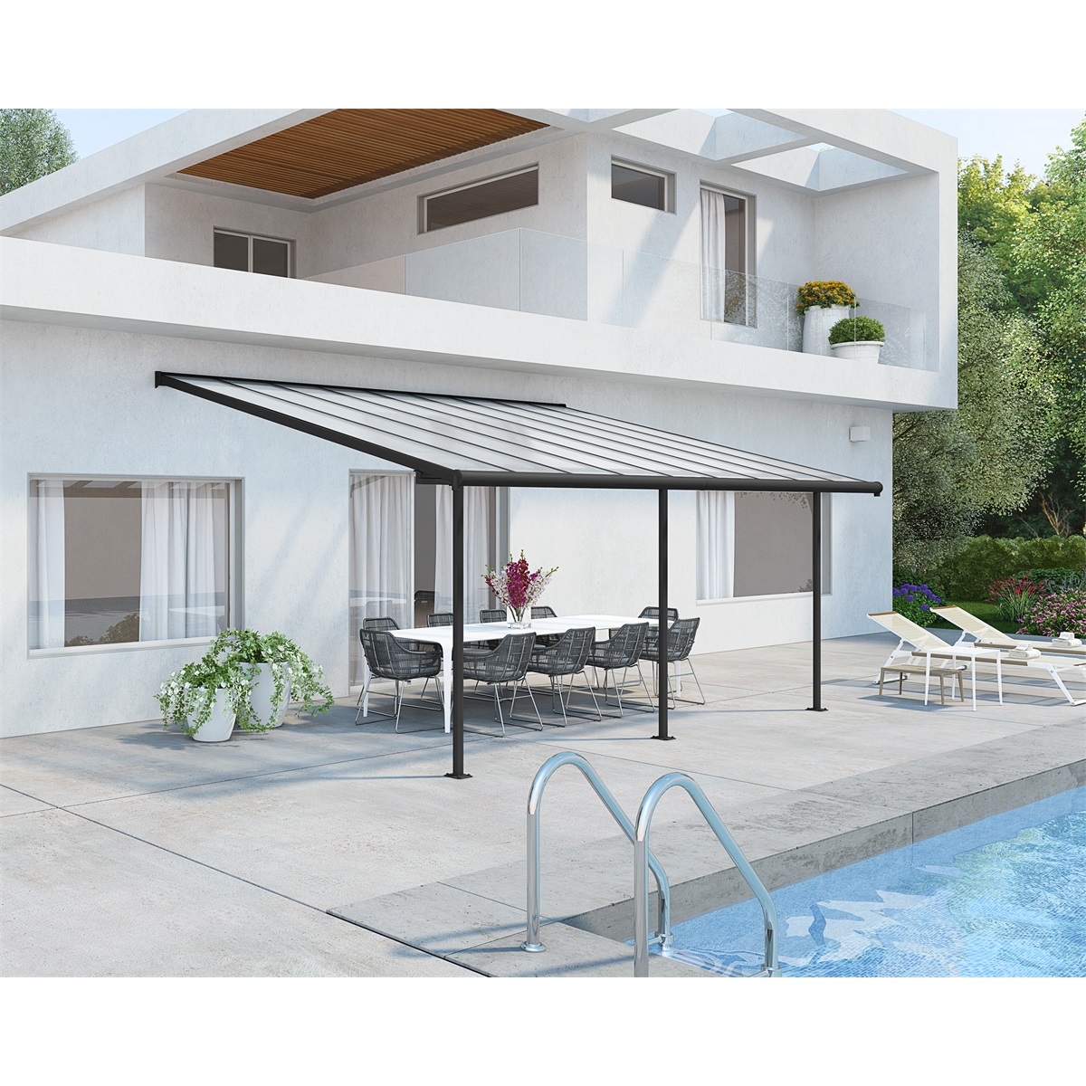 Hliníková pergola PALRAM Sierra 5400 antracit 3 x 5,46 GD703122