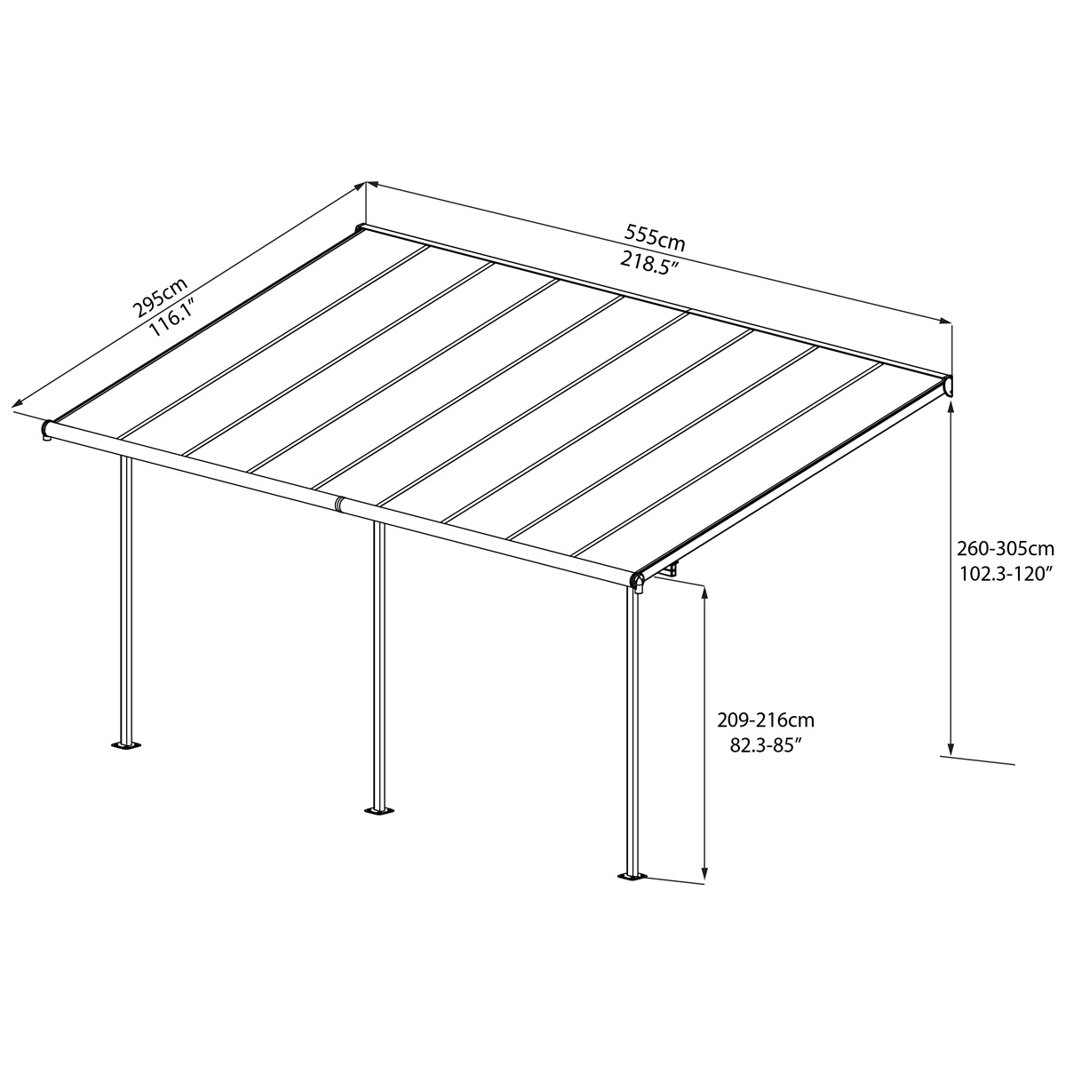 Hliníková pergola PALRAM Sierra 5400 antracit 3 x 5,46 GD703122 (obrázek 7)