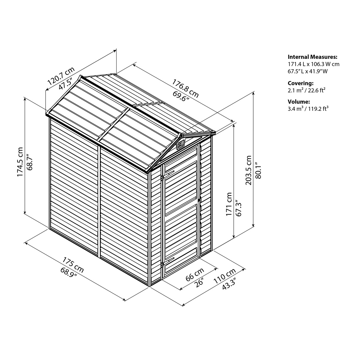 Zahradní domek Palram SkyLight 4x6 hnědý GD702294 (obrázek 8)