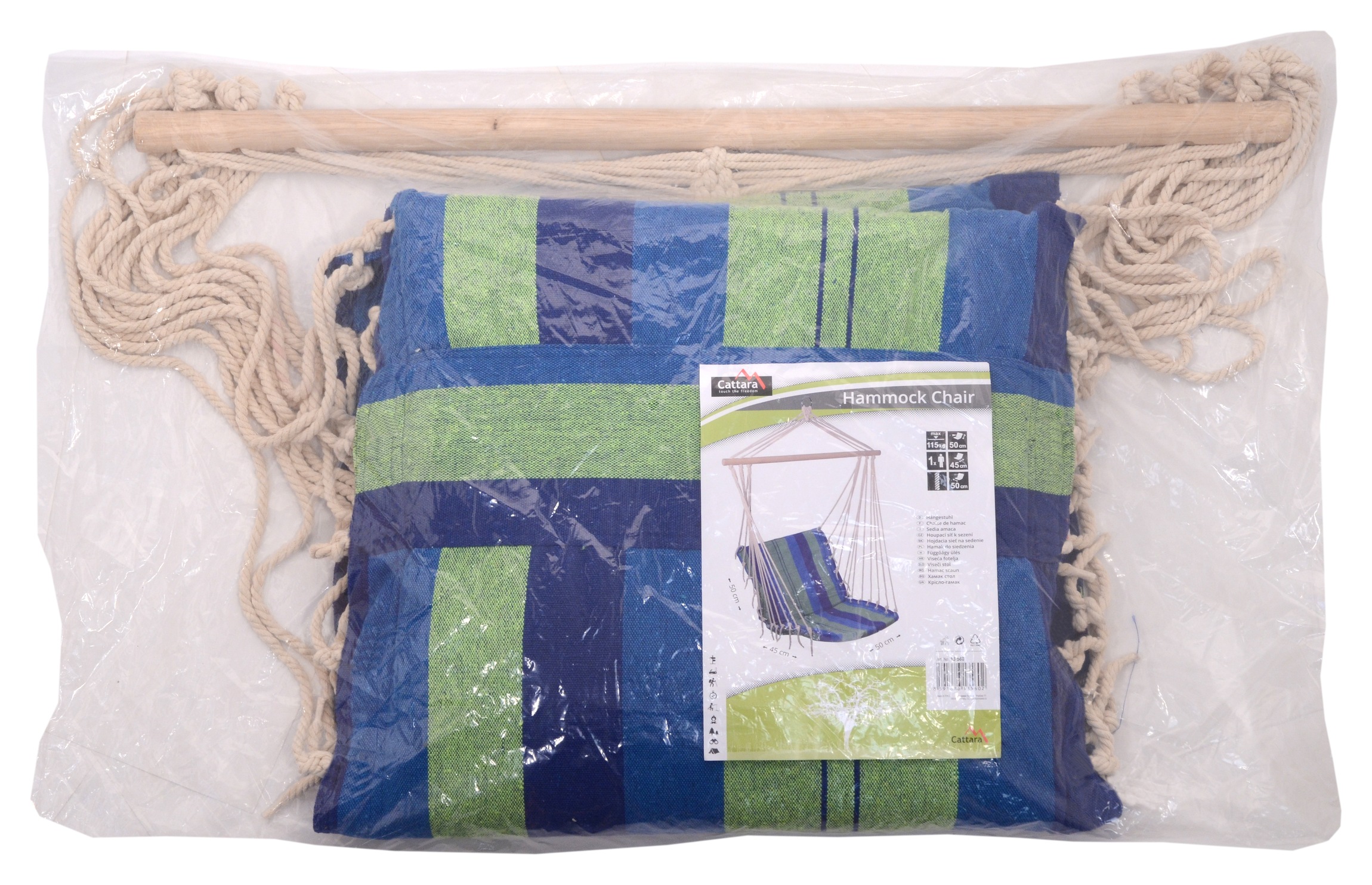Houpací síť k sezení 95x50cm modro-zelená CT13560 (obrázek 5)