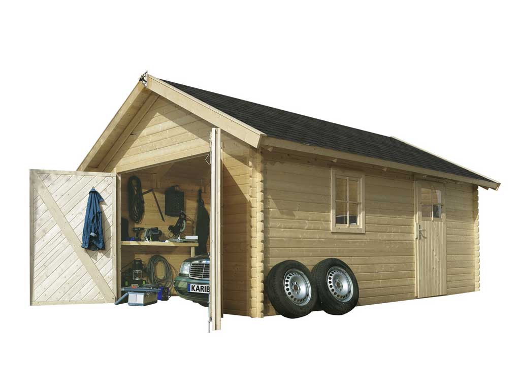 Dřevěná garáž KARIBU 43545 40 mm natur LG1887