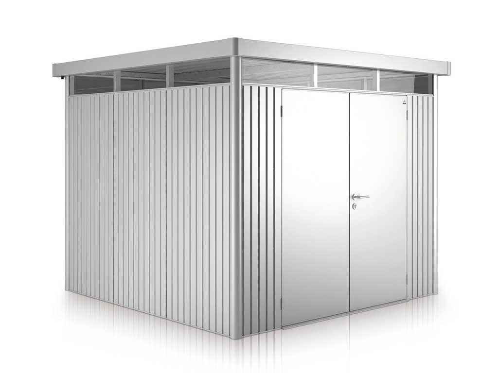 Domek na nářadí Biohort HIGHLINE H4, stříbrná, dvoukřídlé dveře BH83059