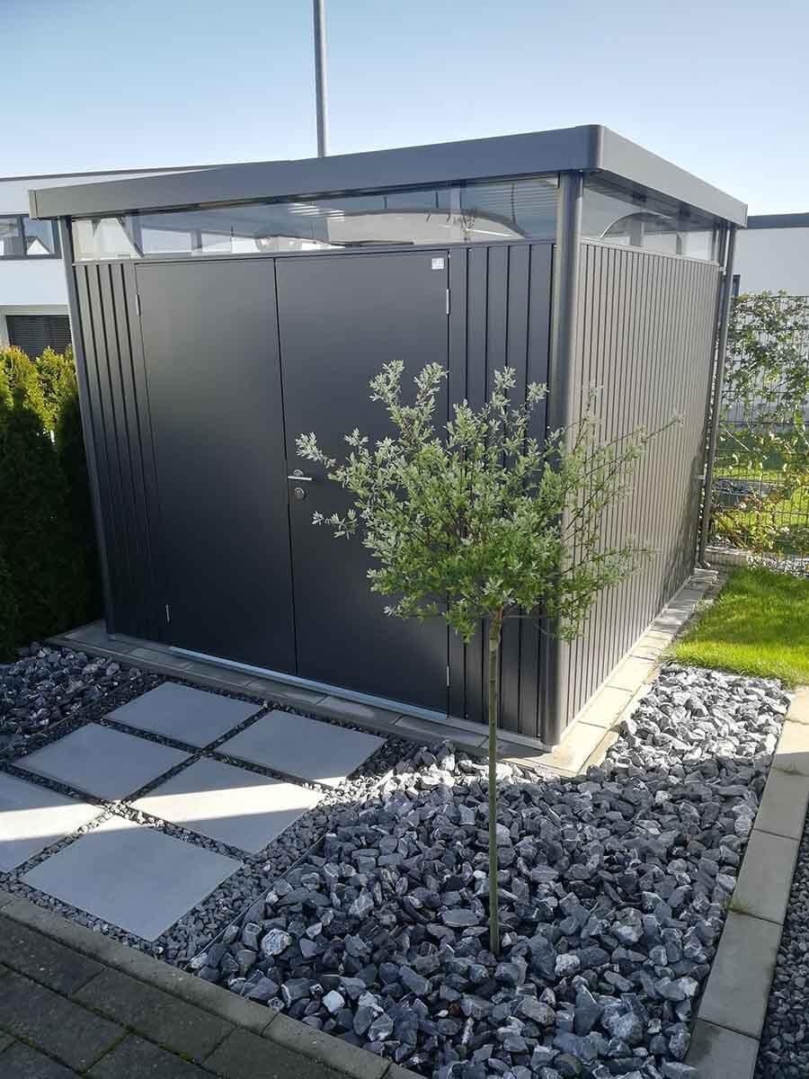 Domek na nářadí Biohort HIGHLINE H1, šedý křemen, dvoukřídlé dveře BH88029 (obrázek 3)