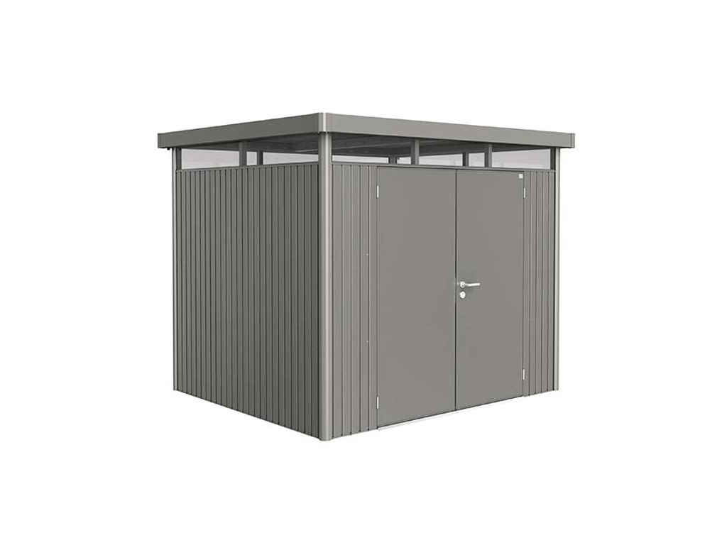 Domek na nářadí Biohort HIGHLINE H3, šedý křemen, dvoukřídlé dveře BH88049