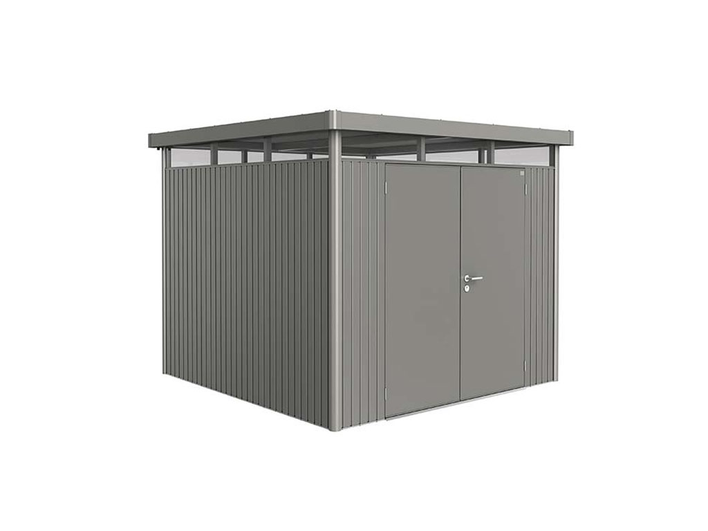 Domek na nářadí Biohort HIGHLINE H4 šedý křemen s dvoukřídlými dveřmi