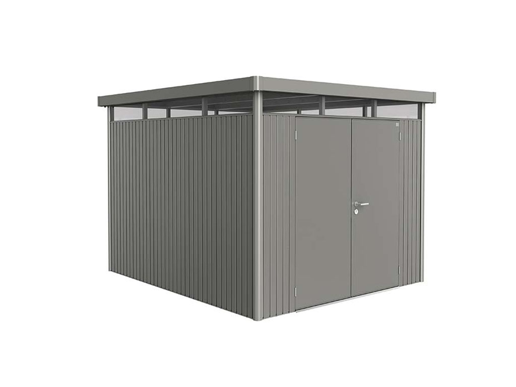 Domek na nářadí Biohort HIGHLINE® H5, šedý křemen, dvoukřídlé dveře