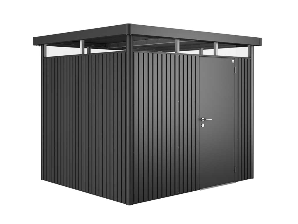 Domek na nářadí Biohort HIGHLINE H3, tmavě šedý, jednokřídlé dveře BH84040