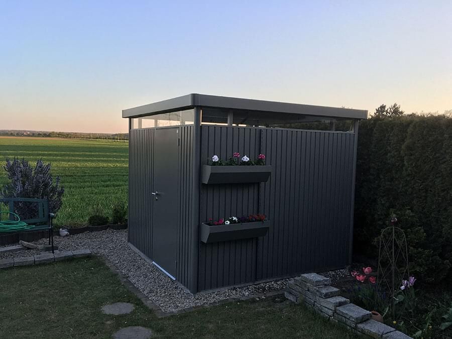 Domek na nářadí Biohort HIGHLINE® H5, tmavě šedý, jednokřídlé dveře