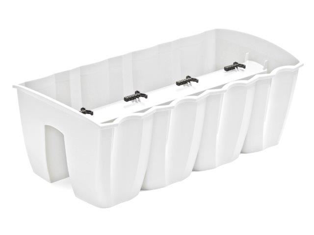 Bílý truhlík na zábradlí CROWN 58 cm