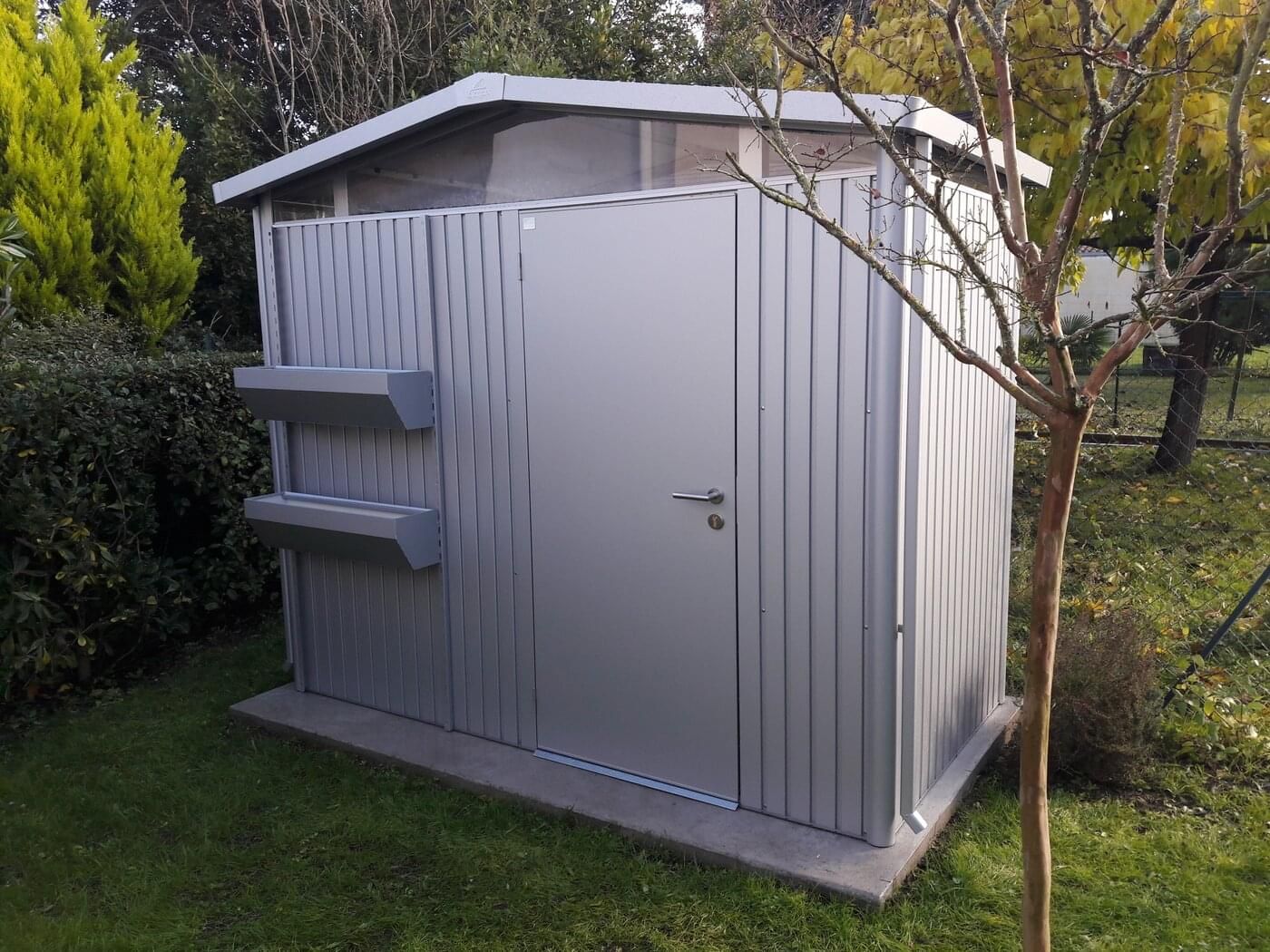 Domek na nářadí Biohort PANORAMA P3, stříbrná, jednokřídlé dveře BH13040