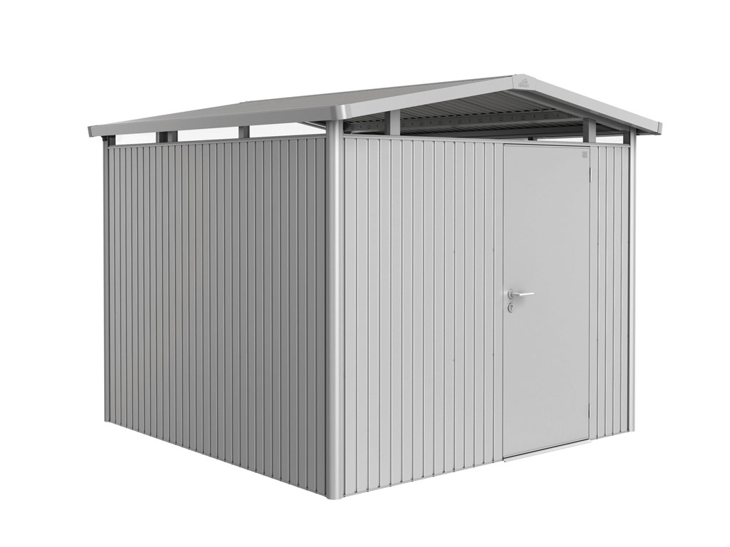 Domek na nářadí Biohort PANORAMA® P4, stříbrná, jednokřídlé dveře