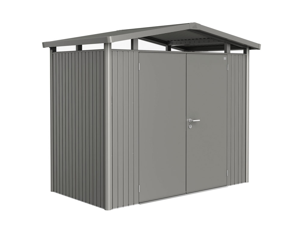Domek na nářadí Biohort PANORAMA P1, šedý křemen, jednokřídlé dveře BH18020