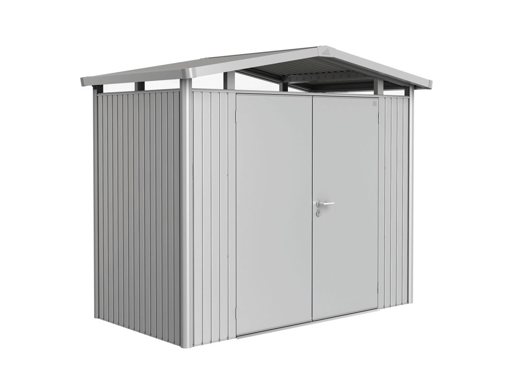 Domek na nářadí Biohort PANORAMA P1, stříbrná, dvoukřídlé dveře BH13029