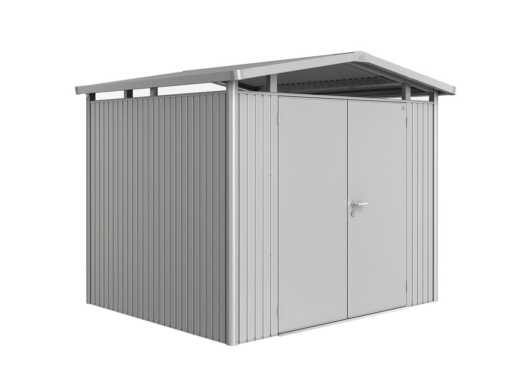 Domek na nářadí Biohort PANORAMA P3, stříbrná, dvoukřídlé dveře BH13049