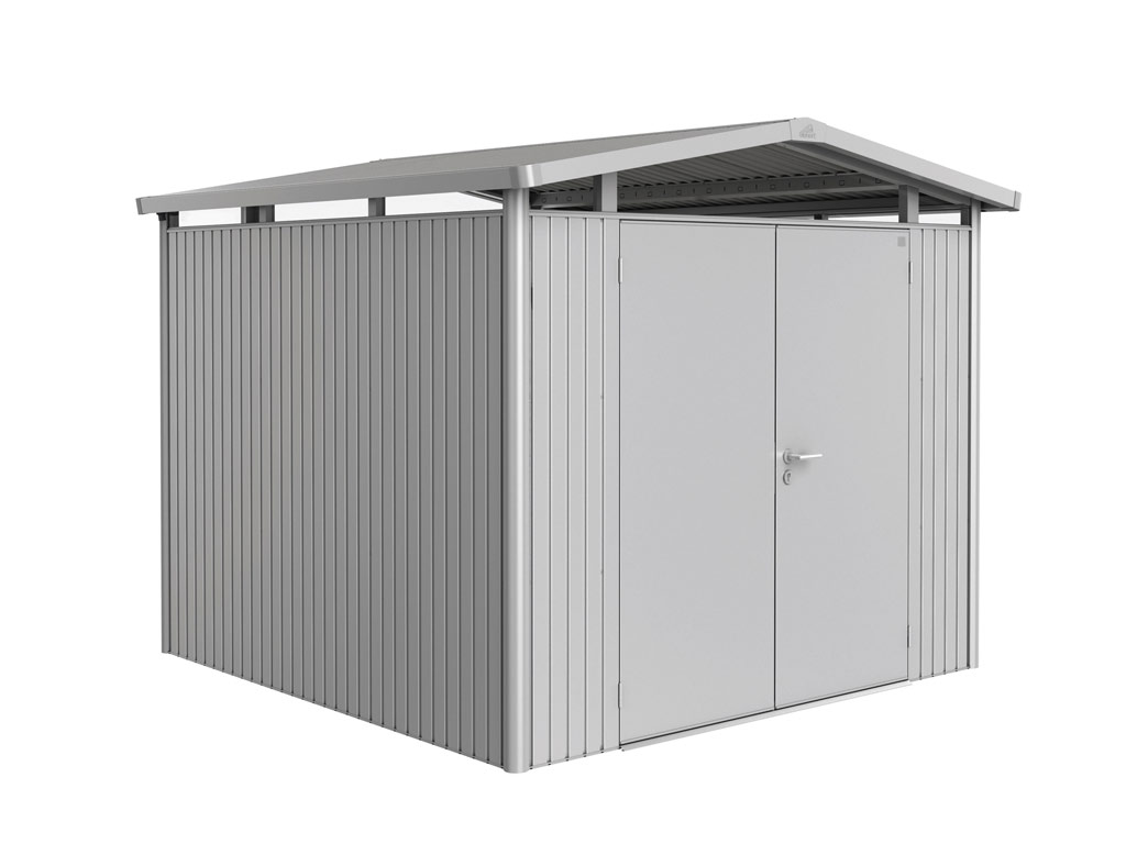 Domek na nářadí Biohort PANORAMA P4, stříbrná, dvoukřídlé dveře BH13059