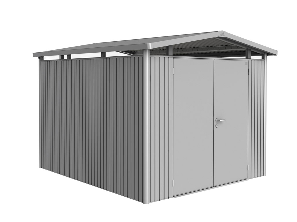 Domek na nářadí Biohort PANORAMA® P5, stříbrná, dvoukřídlé dveře