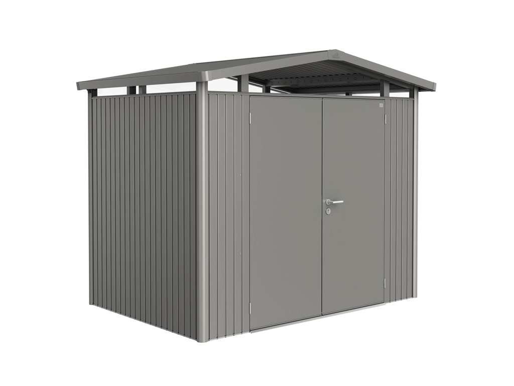 Domek na nářadí Biohort PANORAMA® P2, šedý křemen, dvoukřídlé dveře