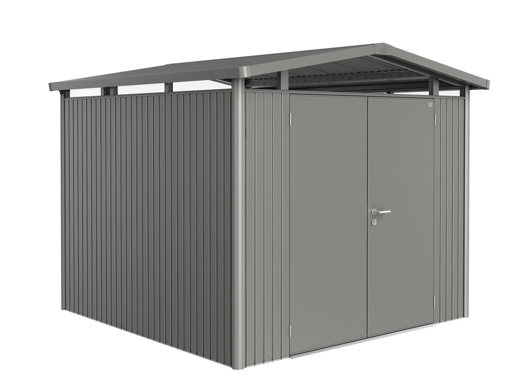 Domek na nářadí Biohort PANORAMA P4, šedý křemen, dvoukřídlé dveře BH18059