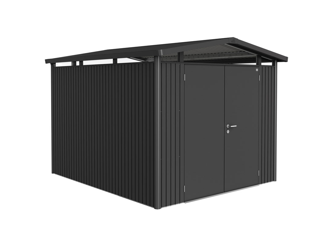 Domek na nářadí Biohort PANORAMA® P5, tmavě šedý, dvoukřídlé dveře