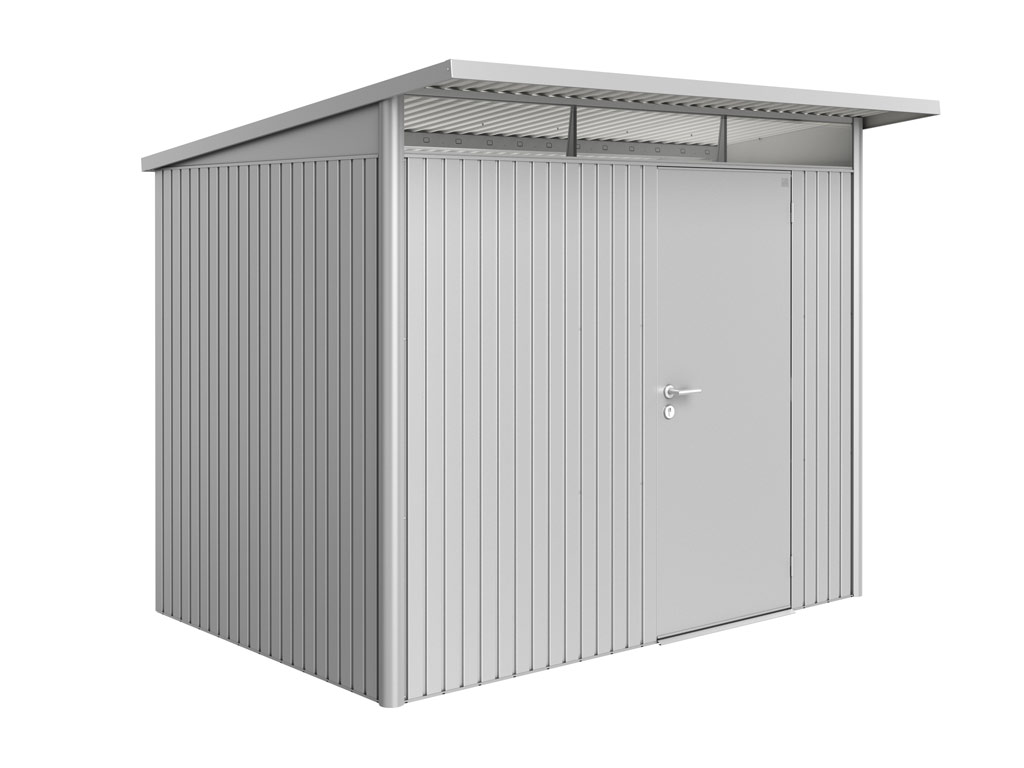 Domek na nářadí AVANTGARDE A5, stříbrná, jednokřídlé dveře BH15050