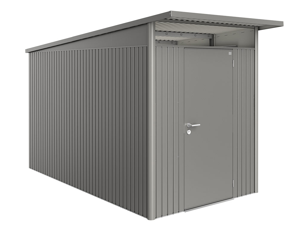 Domek na nářadí AVANTGARDE A4, šedý křemen, jednokřídlé dveře BH19040